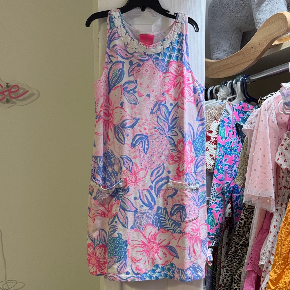 Lilly Pulitzer Floral Sleeveless Dress in Pink and Blue